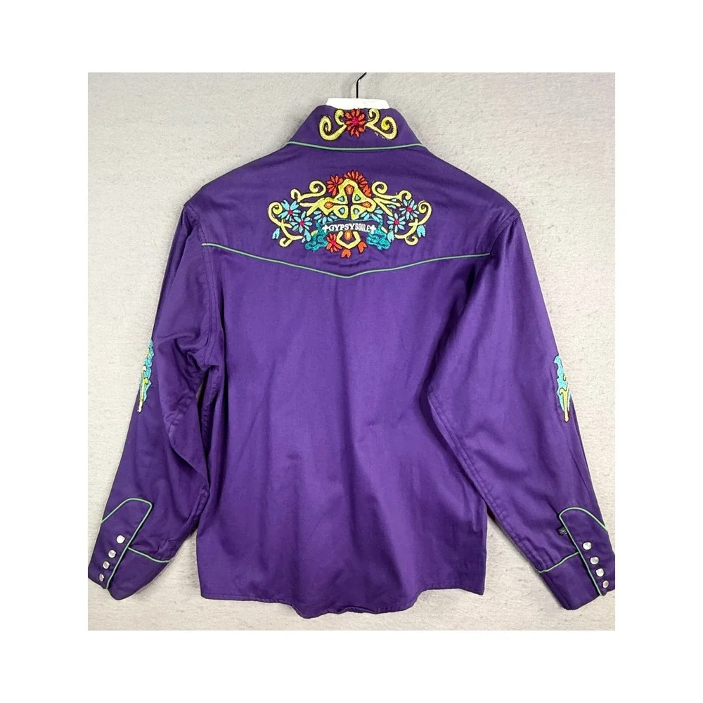 Rockmount Ranch Wear Western Shirt Kids XL Purple Gypsy Soule Embroidered Snap - Picture 4 of 8